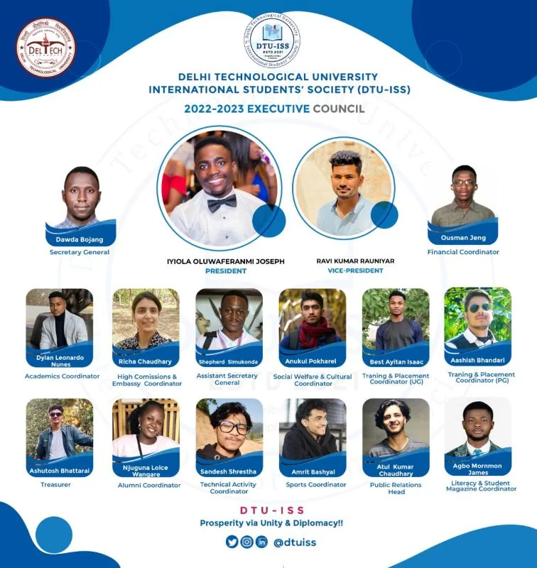 DTU-ISS Executive council of 16 poster, with Oluwaferanmi Iyiola as President