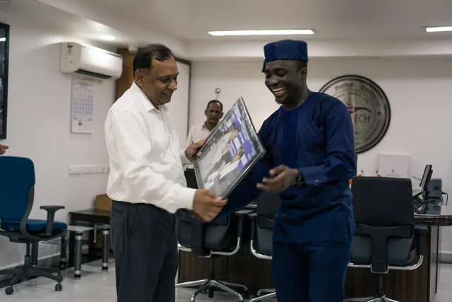 With the Vice Chancellor and DTU leadership · Oluwaferanmi Iyiola