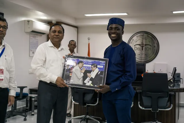 With the Vice Chancellor and DTU leadership · Oluwaferanmi Iyiola